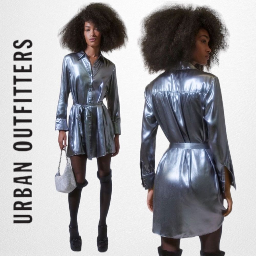 UO Urban Outfitters Midnight Strikes Metallic Mini Dress NEW S